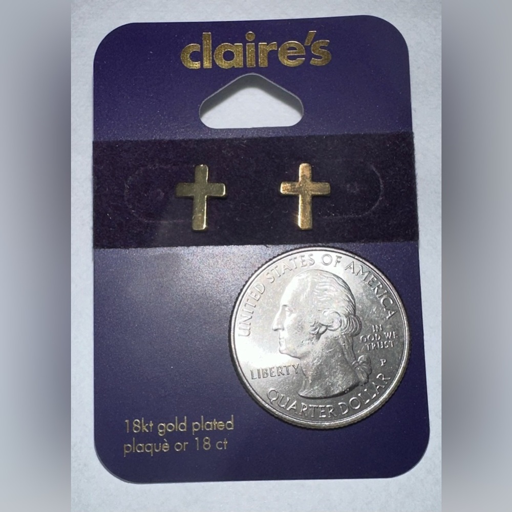 Gold cross studs